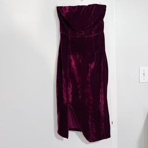 Lulus Velour Strapless Dress with front slit